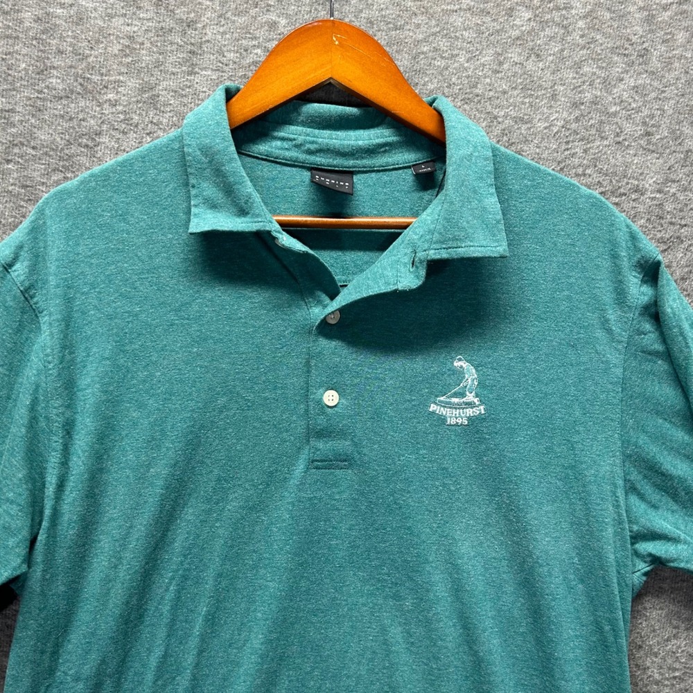 Dunning Golf Mens Large Teal Pinehurst 1895 Putter Boy Logo Polo Shirt Heathered